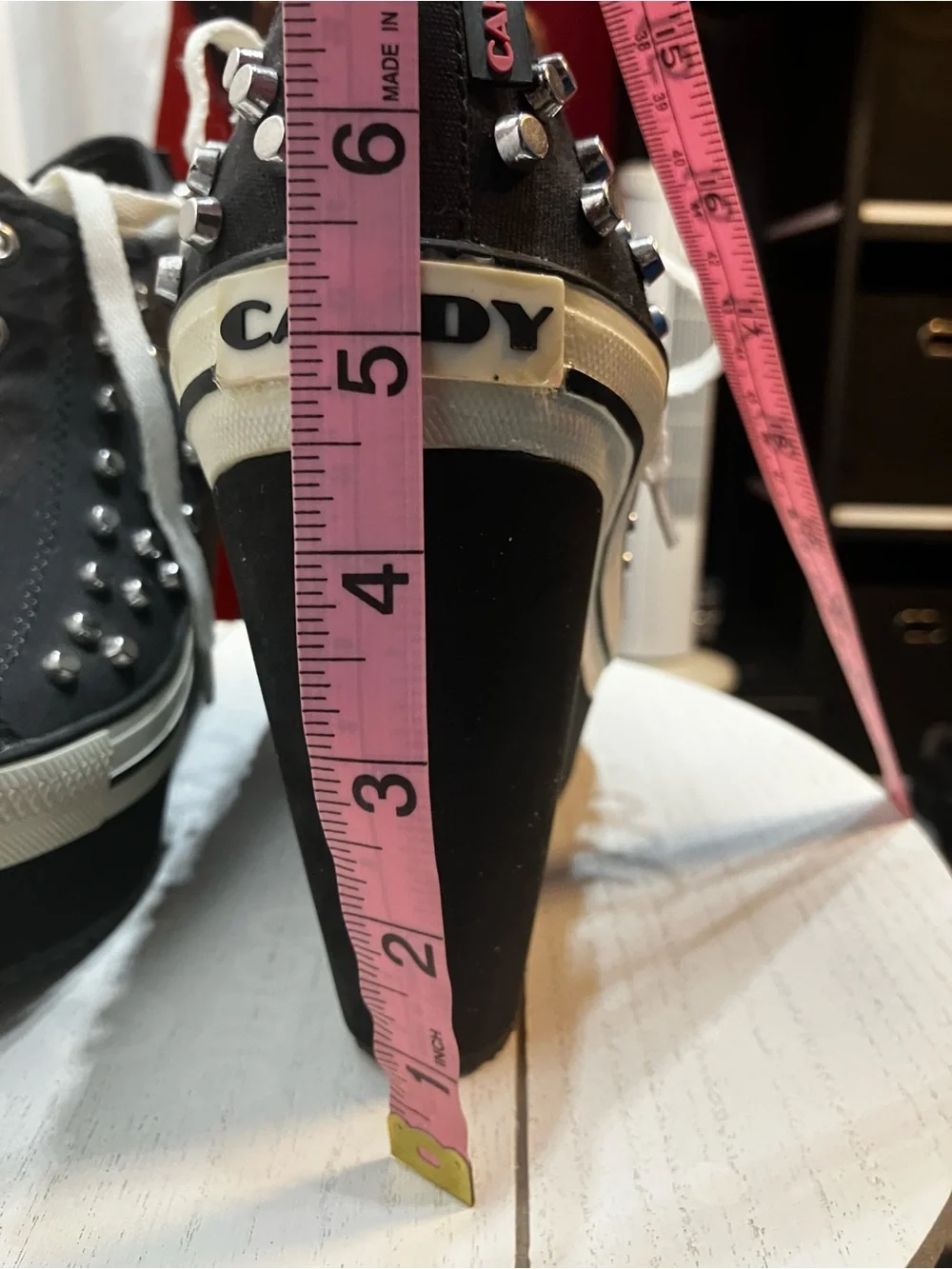 Rock & Candy Black and White Studded Wedge Sneakers